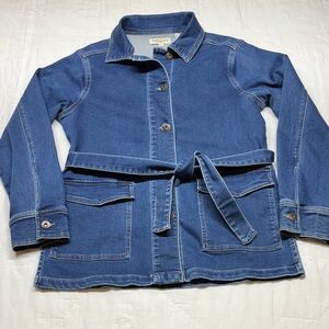 Vintage Parasuco Women’s Blue Denim Belted Jacket 90s/Y2K Utility Chore Coat SM